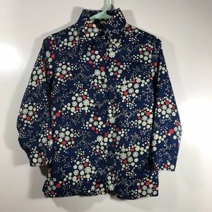 Vintage 60s Blouse Blue with Red and White Dots